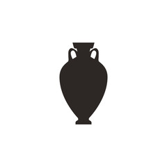 Ancient Greece amphora vase black silhouette vector, antique retro clay jug with handles vintage rounded pitcher pottery
