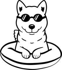 Fototapeta premium Dog Swimming summer vector