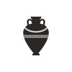 Ancient Greece amphora vase black silhouette vector, antique Roman retro clay jug with handles, vintage pitcher pottery