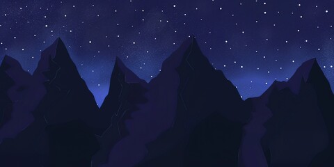 Obraz premium Desert mountain under starry night sky, close-up on silhouettes of peaks against a clear, dark backdrop. 