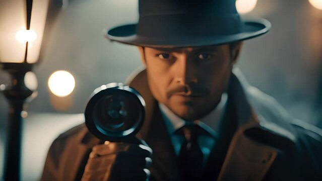 Old fashioned detective or mafia man woman in retro style hat Generative AI