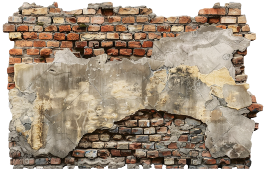 Old wall isolated on transparent background