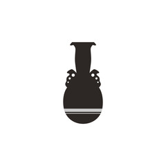Vector illustration of the black silhouette of a classical clay amphora in a flat style