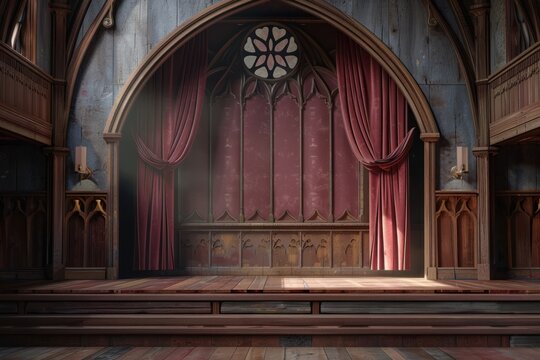 Empty church stage architecture building worship.