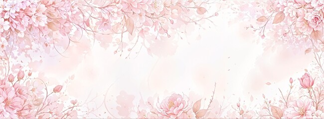 Delicate watercolor floral design in soft pastel pink hue