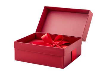 Opened red gift box isolated on transparent background