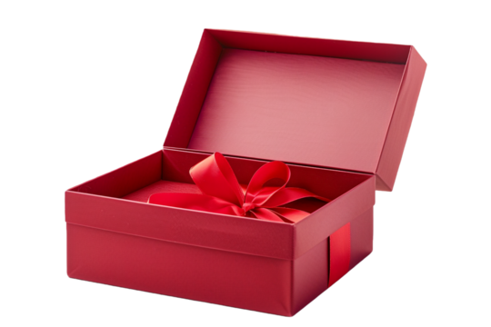 Opened red gift box isolated on transparent background