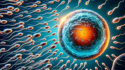 Microscopic illustration of fertilization process