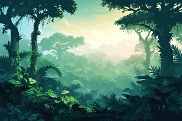 Fototapeta premium Rainforest land vegetation rainforest.