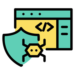 Antivirus website flat icon symbol sign from modern dashboard collection in flat style full color for mobile concept and web apps design. Internet and protection related vector line icon.