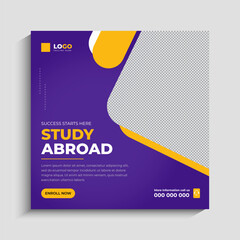 Study abroad social media post or admission Web Banner template