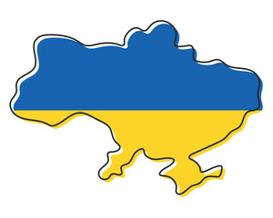 Vector illustration. Ukraine map outline.