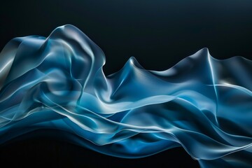 Obraz premium a abstract dark blue waves background, black background, glass texture
