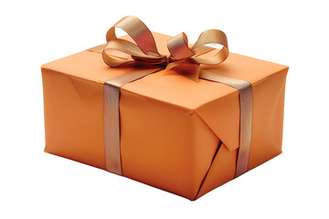 orange gift box isolated on transparent background