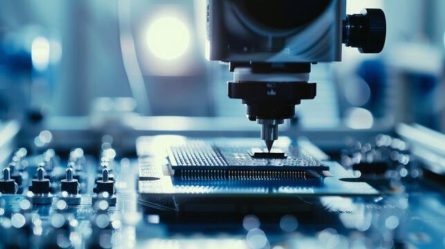 Modern High Tech Authentic Robot Arm Holding Contemporary Super Computer Processor. Industrial Robotic Manipulator End Effector Holding CPU Chip