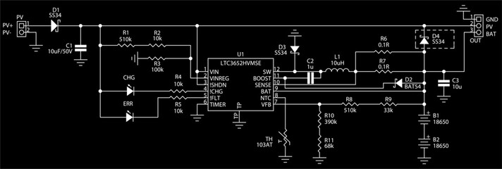 Schematic diagram of electronic device.
Vector drawing electrical circuit with 
led, microcontroller, integrated circuit, inductor coil, 
resistor, capacitor, diode
on background of paper sheet.