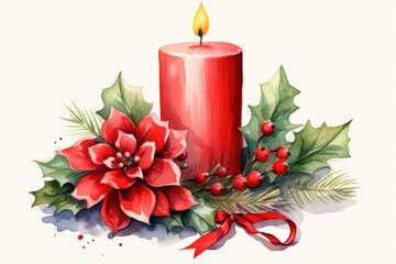 Christmas candle flower christmas ribbon.