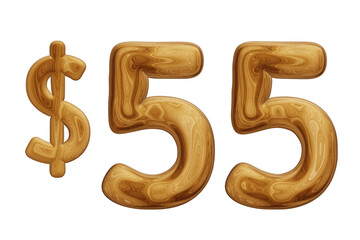 Wooden 55 dollar for price and offer concept