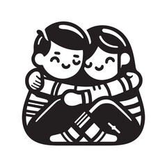 silhouette of a couple, portrait of a couple vector illustration design