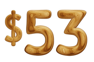 Wooden 53 dollar for price and offer concept