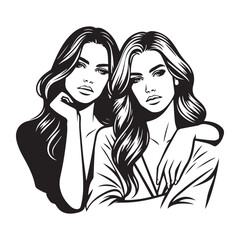 silhouette of a couple, portrait of a couple vector illustration design