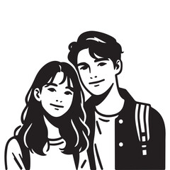 silhouette of a couple, portrait of a couple vector illustration design