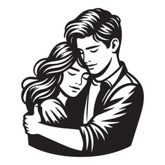 silhouette of a couple, portrait of a couple vector illustration design