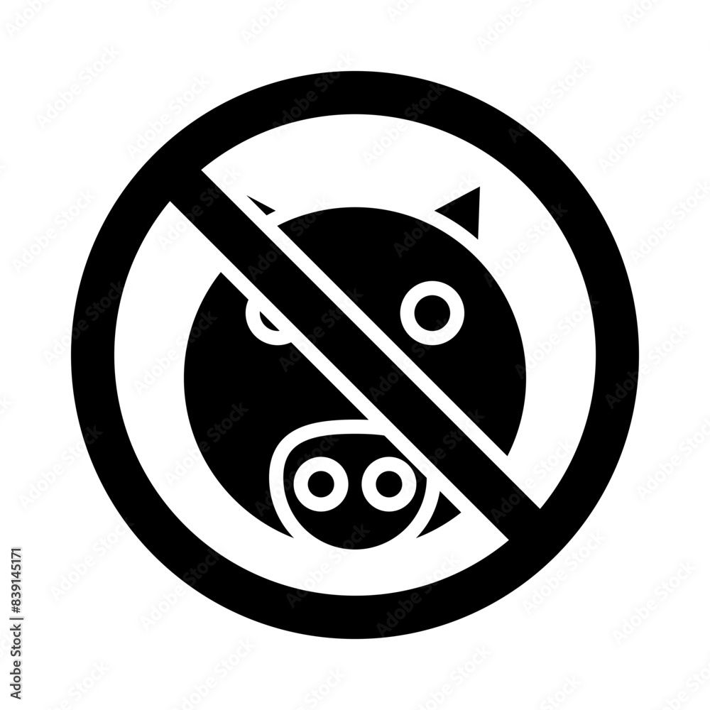 Sticker no pig glyph icon