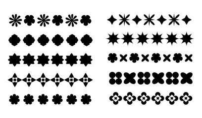 Vector Boho Flowers Geometric Doodle Borders Set