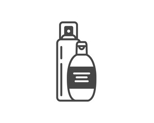 Vector set of beauty, cosmetics and care black icons. Bottle, jar, shower gel, face cream, body lotion, spray, ointment, paste.