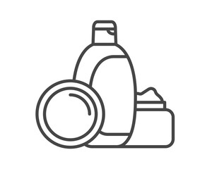 Vector set of beauty, cosmetics and care icons. Bottle, jar, shower gel, face cream, body lotion, spray, ointment, paste.
