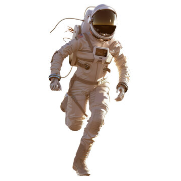 recommend clip art: Female astronaut jogging in space gear , futuristic fashion ,isolated on white background, , PNG die-cut, clipart