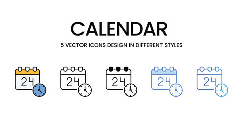 Calendar icons vector set stock illustration.