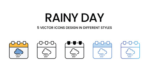 Rainy Day icons vector set stock illustration.