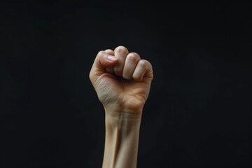 woman clenched fist isolated copyspace