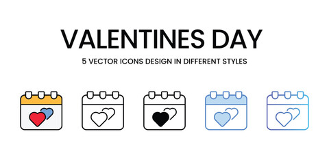 Valentines Day icons vector set stock illustration.