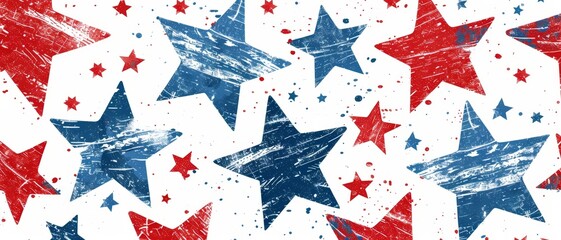 A red, white, and blue star pattern with a red star in the middle