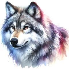 Fototapeta premium A wolf painted in watercolor