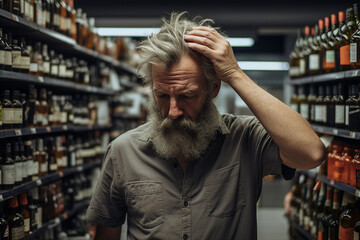 Generative AI picture of drunk person suffering from hangover after party