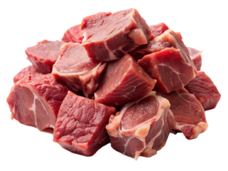 Raw fresh meat sliced in cubes. Red meat chunk