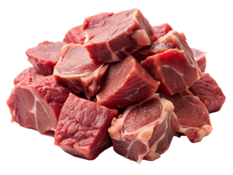 Raw fresh meat sliced in cubes. Red meat chunk