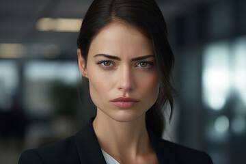 Fototapeta premium Confident beautiful lady strict chief working in office made with generative AI technology