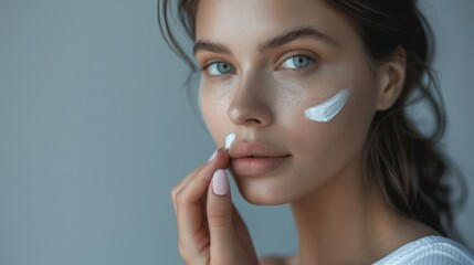 The woman with skincare cream