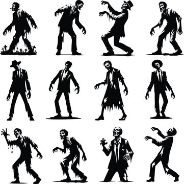 Zombie halloween collection silhouette vector file