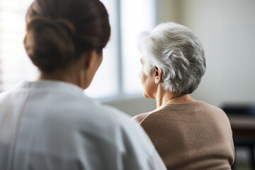 Fototapeta premium Generated with AI picture of elderly woman in clinic or hospital