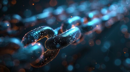 Modern digital abstract chain 3D background. Copy space