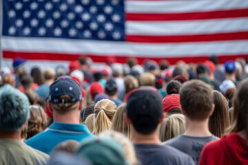 People of democratic country visiting voting campaign in election day, Generative AI illustration