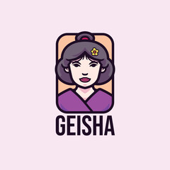 Geisha cartoon mascot character logo design