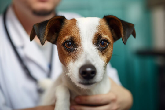 Healthy pet on a check up visit in veterinary clinic made with generative AI concept