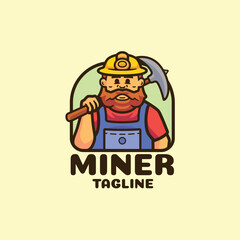 Miner cartoon mascot character logo design